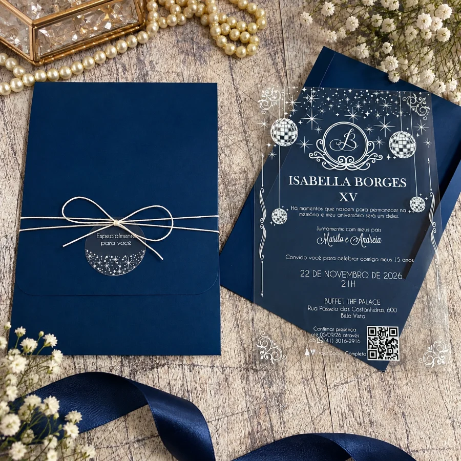 Convite 15 Anos Elegance Blue